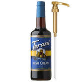 Torani botella frente Irish Cream mostrando etiqueta y capacidad 750 ml