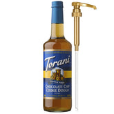 Torani botella frontal 750 ml mostrando sabor cookie dough y facilidad de uso