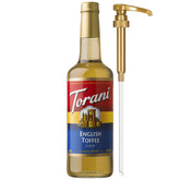 Torani botella frontal English Toffee mostrando presentación clara y beneficio práctico