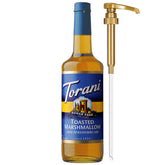 Torani botella frontal sabor Toasted Marshmallow mostrando diseño y volumen