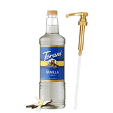 Torani botella frontal mostrando el diseño y volumen beneficioso