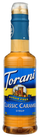 Torani botella frontal pack de 4 mostrando etiqueta y volumen, ideal para stock