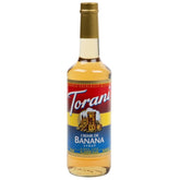 Torani botella frente mostrando etiqueta y tamaño 750mL, visual claro del producto