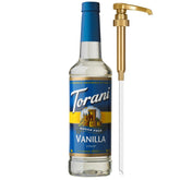 Torani botella frontal 750 ml mostrando diseño y volumen práctico