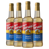 Torani frasco frontal mostrando etiqueta y volumen, aporta consistencia de sabor