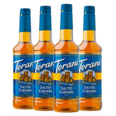 Torani botella frontal caramelo salado, presentación clara y práctica