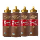 Torani frente de envase mostrando botella y etiqueta, resalta calidad