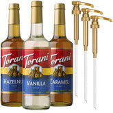 Torani frente pack 3 botellas mostrando variedad y ahorro