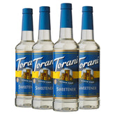 Torani frente pack 4 botellas mostrando disponibilidad y ahorro