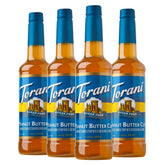 Torani botella frontal Peanut Butter Cup muestra etiqueta y tamaño práctico