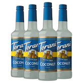 Torani botella frontal pack de 4 mostrando diseño y volumen
