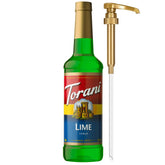 Torani botella frente mostrando etiqueta y volumen, útil para identificar el producto
