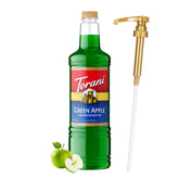 Torani manzana verde vista frontal mostrando botella y color vibrante