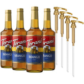 Botella de Torani Mango vista frontal mostrando etiqueta y color brillante