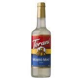 Torani botella frontal mostrando 750 ml y diseño atractivo, facilita identificación
