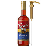 Torani botella de naranja frontal con dosificador, facilita porcionar