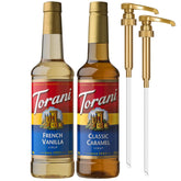 Torani pack frontal con botellas 750 ml mostrando presentación y conveniencia
