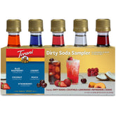 Torani pack frontal de mini jarabes mostrando cinco sabores y variedad