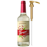 Torani botella frente mostrando etiqueta, color y beneficio refrescante