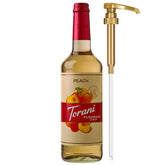 Torani botella frontal durazno muestra presentación y tamaño