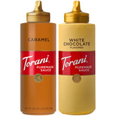 Torani pack frente mostrando botellas, atractiva presentación y conveniencia
