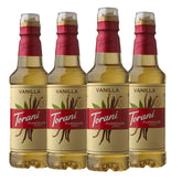 Torani Puremade Vainilla vista frontal mostrando botella y volumen