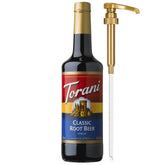 Torani botella frente mostrando el diseño y formato 750 ml para servicio rápido
