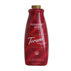 Torani botella frontal de 64 fl oz mostrando diseño y tamaño práctico