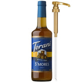 Torani botella frontal S'mores con sabor visible y práctico dispensador