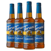 Torani jarabe sugar free caramel frontal mostrando etiquetas y tamaño