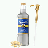 Torani botella frontal blanco chocolate sin azúcar, presencia elegante y fácil uso