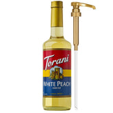 Torani botella frontal mostrando el jarabe de durazno blanco y su presentación
