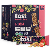 Tosi paquete frontal PB&J mostrando sabor y diseño, ideal para llevar