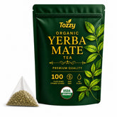 TOZZY caja frontal 100 bolsitas mostrando empaque orgánico y conveniencia
