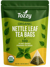 Tozzy caja frontal del té de ortiga con 100 bolsas, practicidad visible