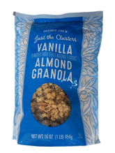 Trader Joe's frente del empaque Just the Clusters, presentación en pack de 2 y conveniencia