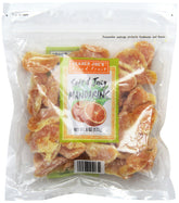 Trader Joe's paquete frontal mostrando mandarinas deshidratadas, práctico para llevar