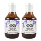 Trader Joe's botella Soyaki vista frontal con etiqueta clara y práctico envase