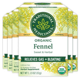 Traditional Medicinals frente del empaque mostrando 6 cajas y 96 bolsitas, conveniencia