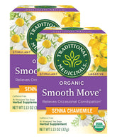 Traditional Medicinals caja frontal mostrando 2-pack y 32 bolsitas, conveniencia