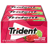 Trident Island Berry Lime frontal mostrando paquete y marca beneficio frescura
