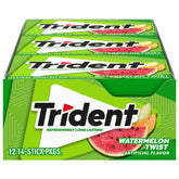 Trident pack frontal mostrando 12 paquetes y diseño colorido, conveniencia inmediata