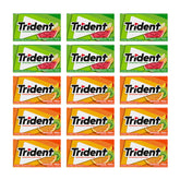 Trident paquete de frutas al frente mostrando 15 paquetes, práctico para llevar