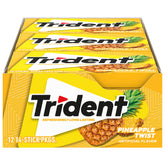 Trident frente del paquete mostrando sabor piña y refresco inmediato