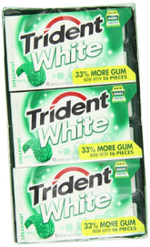 Trident White Spearmint frente del empaque mostrando 9 piezas y frescura