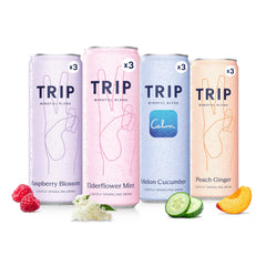 TRIP lata frontal mostrando el diseño y la marca, beneficios refrescantes visibles