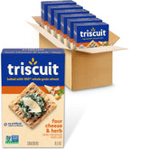 Triscuit empaque frontal mostrando seis cajas y beneficio de provisión