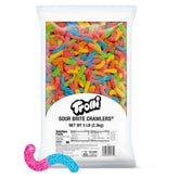 Trolli bolsa frontal 5 lb mostrando colores vibrantes y volumen para fiestas