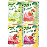 True Citrus vista frontal del pack variedad mostrando las cuatro cajas, práctico y compacto