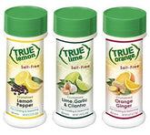 True Lemon frasco frontal del estuche mostrando los tres sabores beneficiando la presentación